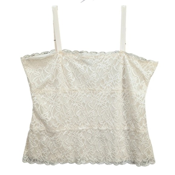 Coldwater Creek Tops - Coldwater Creek Cami Lace Top Size XL Ivory Sexy Chic Babydoll Stretchy Feminine